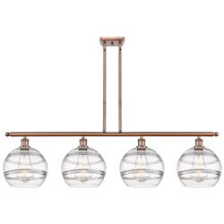 Ballston Rochester 48.25"W 4-Light Copper Stem Island Light w/ Clear S