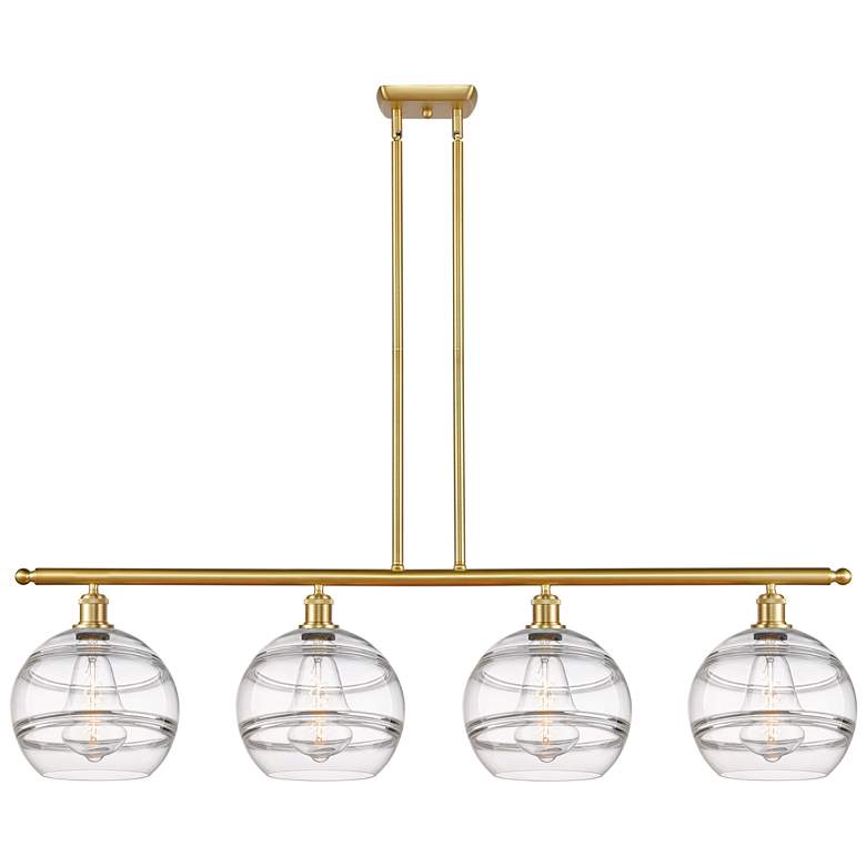 Image 1 Ballston Rochester 48.25"W 4-Light Gold Stem Island Light w/ Clear Sha