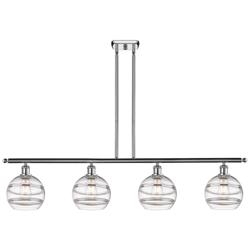 Ballston Rochester 48"W 4-Light Chrome Stem Island Light w/ 8" Cl