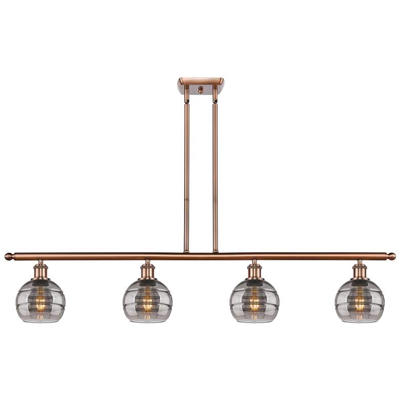 Image 1 Ballston Rochester 48"W 4-Light Copper Stem Island Light w/ 6" Sm