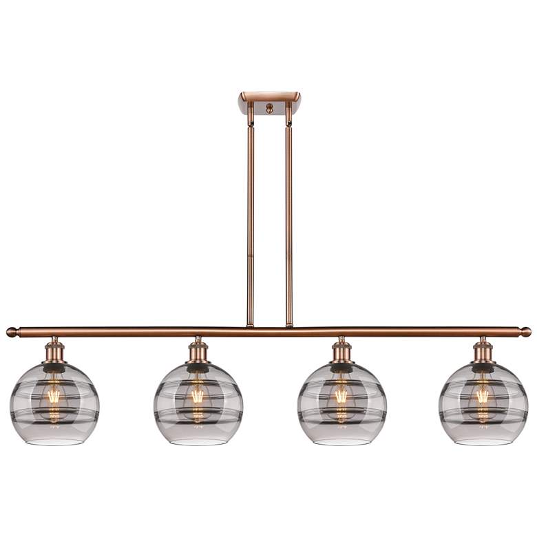 Image 1 Ballston Rochester 48"W 4-Light Copper Stem Island Light w/ 8" Sm