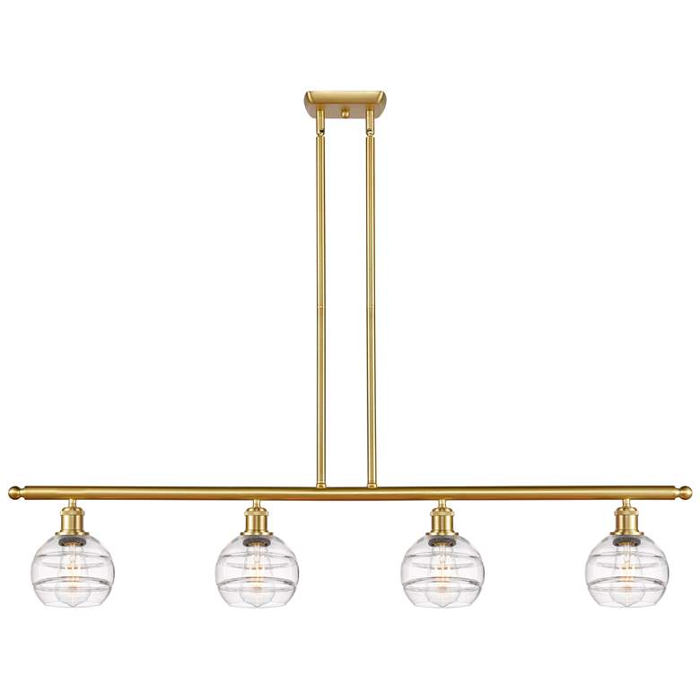 Image 1 Ballston Rochester 48"W 4-Light Gold Stem Island Light w/ 6" Clea