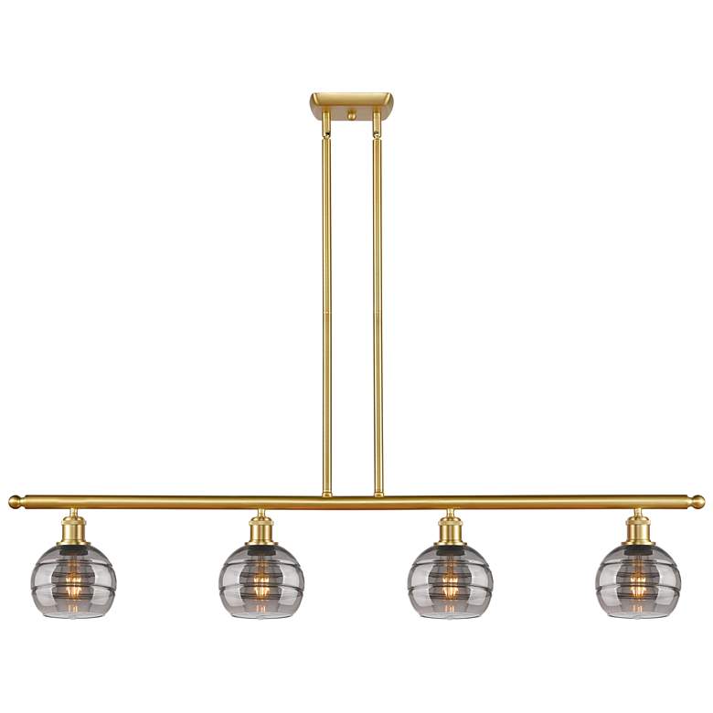Image 1 Ballston Rochester 48"W 4-Light Gold Stem Island Light w/ 6" Smok
