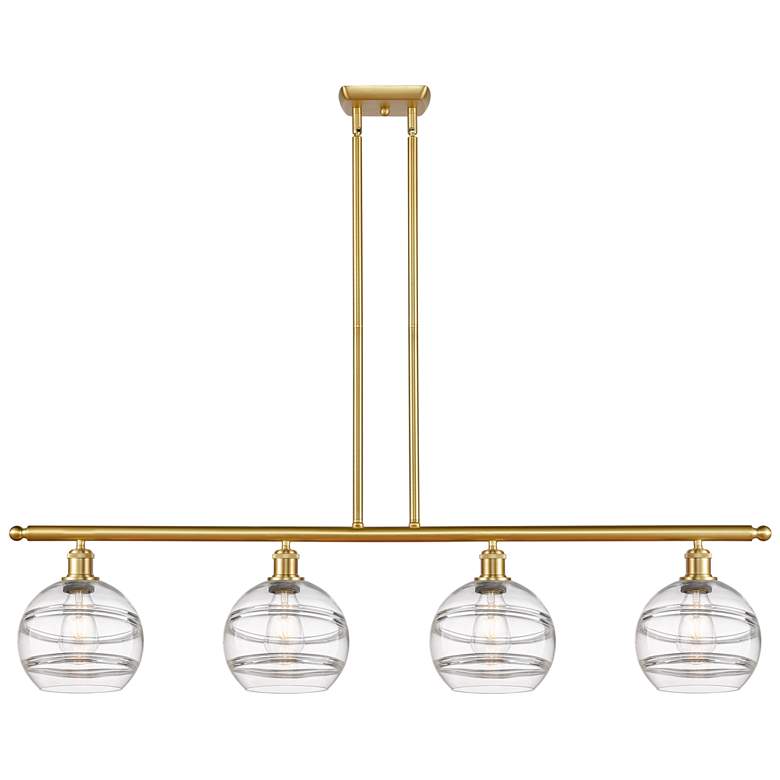 Image 1 Ballston Rochester 48"W 4-Light Gold Stem Island Light w/ 8" Clea