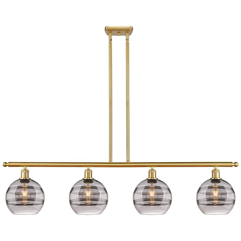 Image 1 Ballston Rochester 48"W 4-Light Gold Stem Island Light w/ 8" Smok