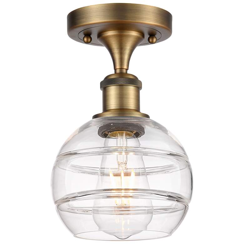 Image 1 Ballston Rochester 5.88" Wide Brushed Brass Semi-Flush Mount w/ Clear