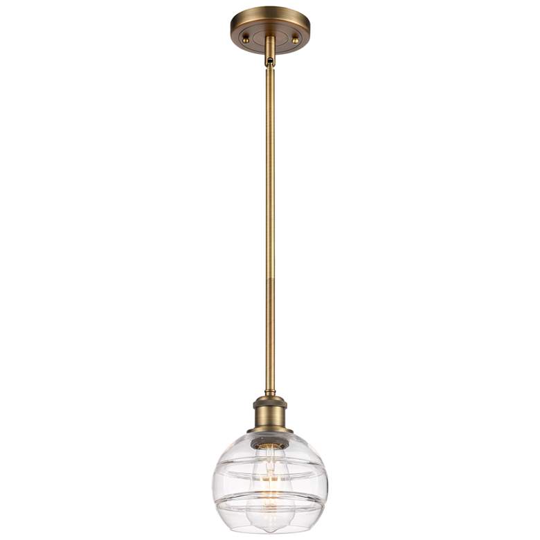 Image 1 Ballston Rochester 5.88"W Brushed Brass Stemmed Mini Pendant w/ Clear