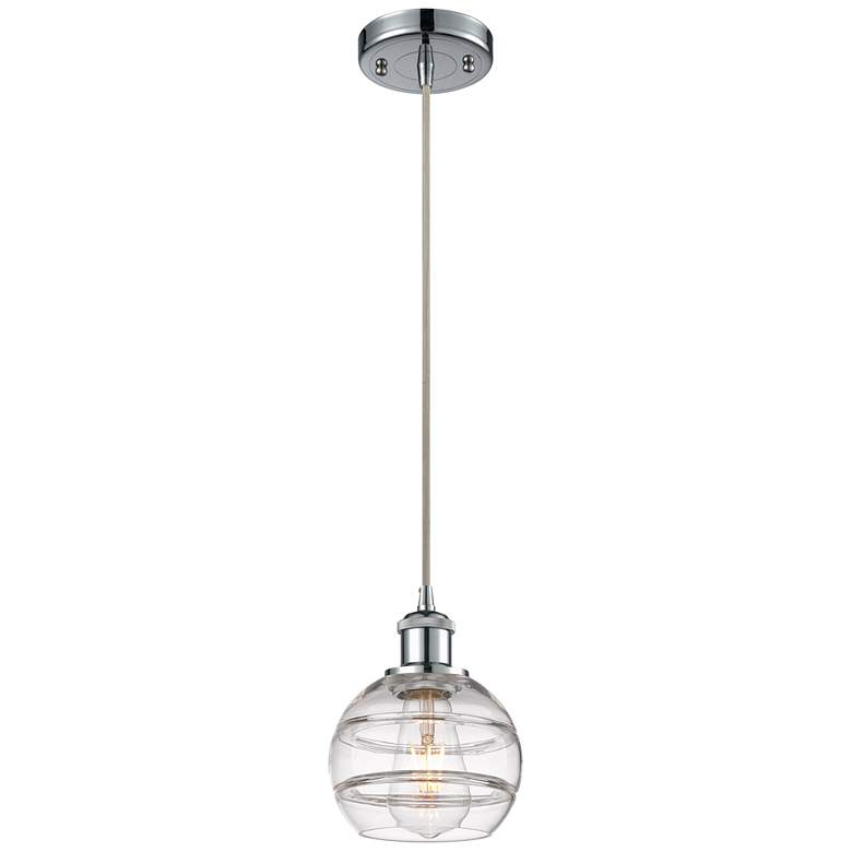 Image 1 Ballston Rochester 5.88"W Chrome Corded Mini Pendant w/ Clear Shade