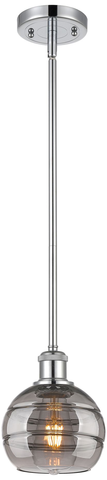 Ballston Rochester 5.88"W Chrome Stemmed Mini Pendant w/ Light Smoke S