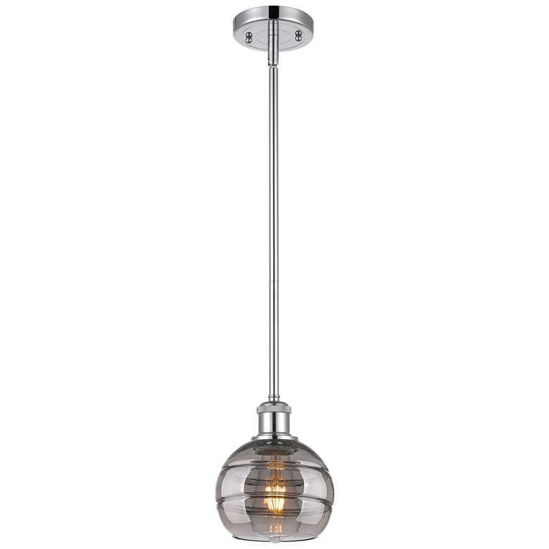Image 1 Ballston Rochester 5.88"W Chrome Stemmed Mini Pendant w/ Light Smoke S