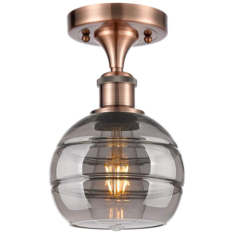 Image 1 Ballston Rochester 5.88"W Copper Semi-Flush Mount w/ Light Smoke Shade