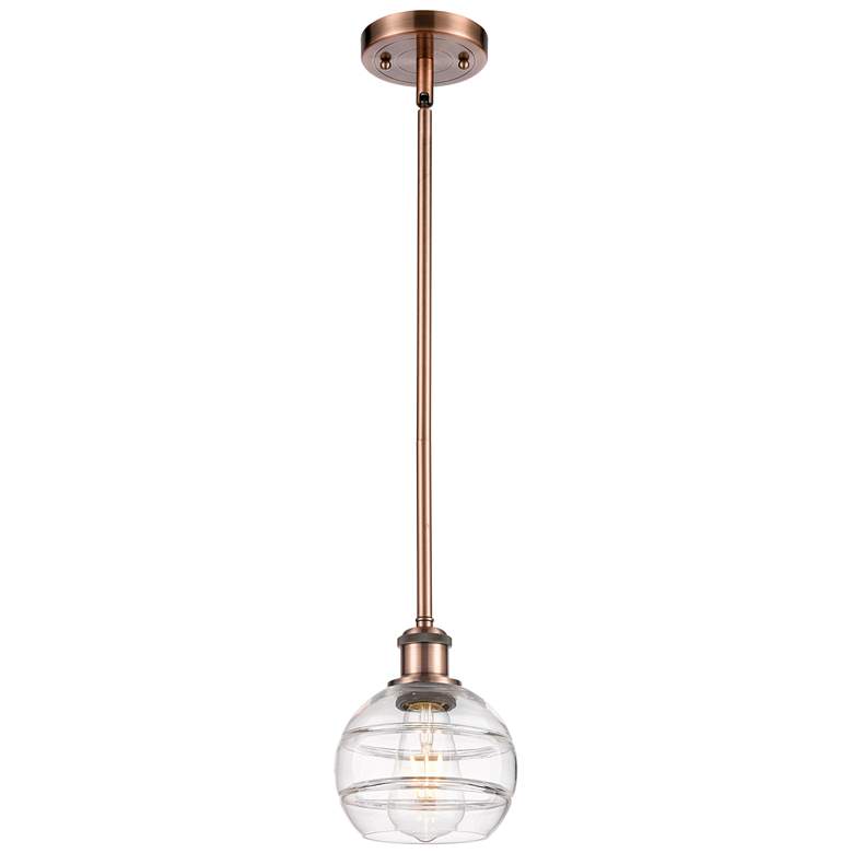 Image 1 Ballston Rochester 5.88"W Copper Stemmed Mini Pendant w/ Clear Shade