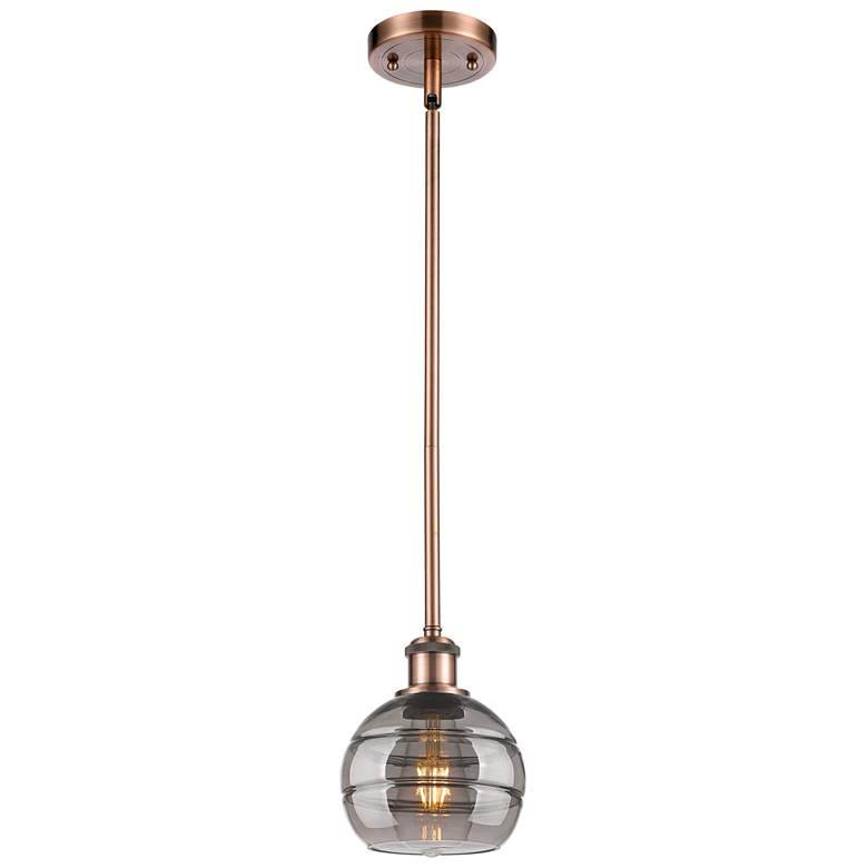 Image 1 Ballston Rochester 5.88"W Copper Stemmed Mini Pendant w/ Light Smoke S
