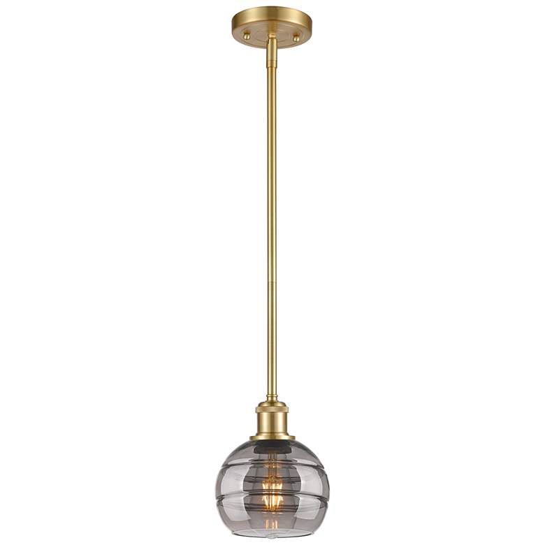 Image 1 Ballston Rochester 5.88"W Gold Stemmed Mini Pendant w/ Light Smoke Sha