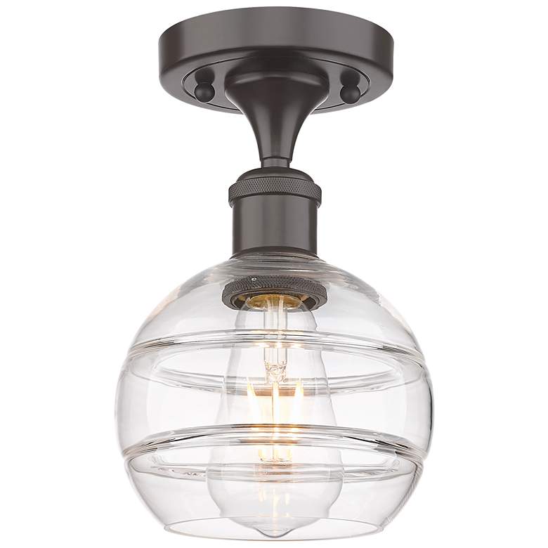 Image 1 Ballston Rochester 5.88"W Oil Rubbed Bronze Semi-Flush Mount w/ Clear