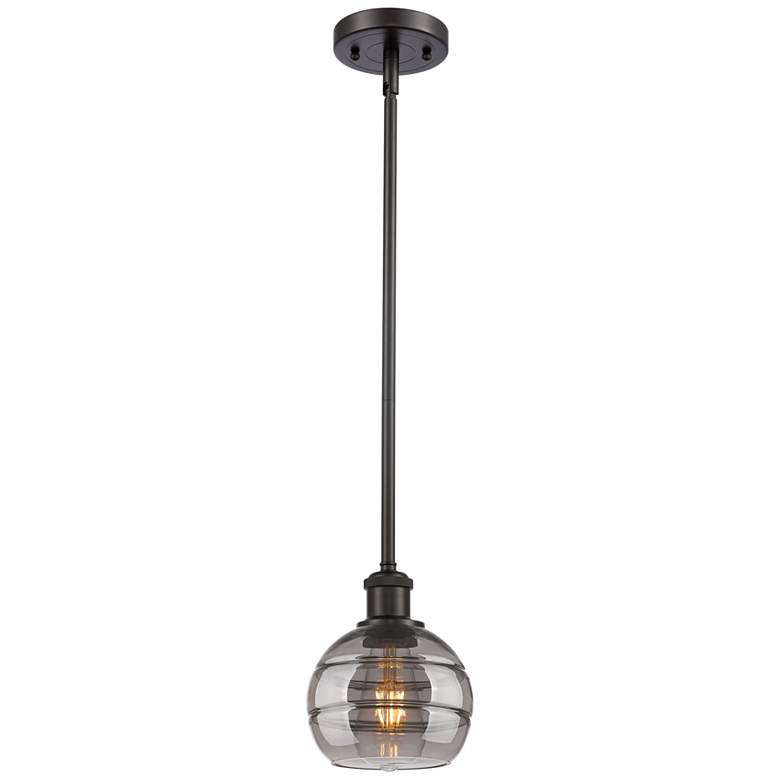 Image 1 Ballston Rochester 5.88"W Oiled Bronze Stemmed Mini Pendant w/ Smoke S