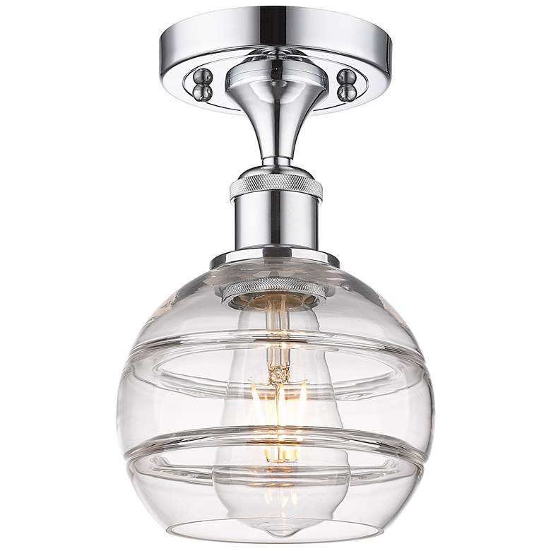 Image 1 Ballston Rochester 5.88"W Polished Chrome Semi-Flush Mount w/ Clear Sh