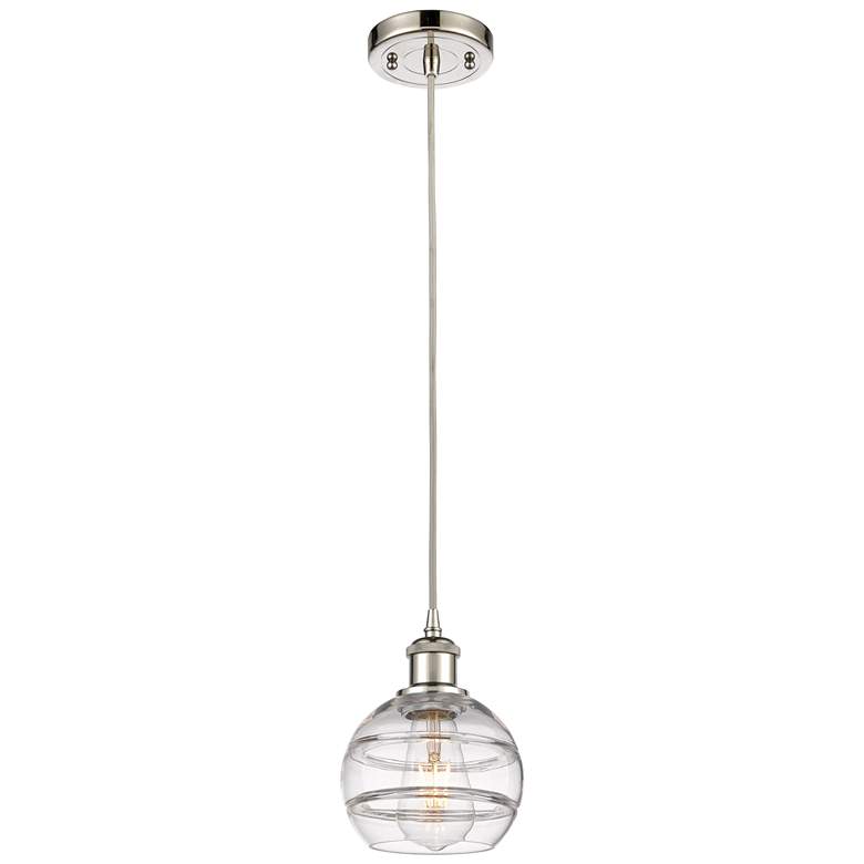 Image 1 Ballston Rochester 5.88"W Polished Nickel Cord Mini Pendant w/ Clear S