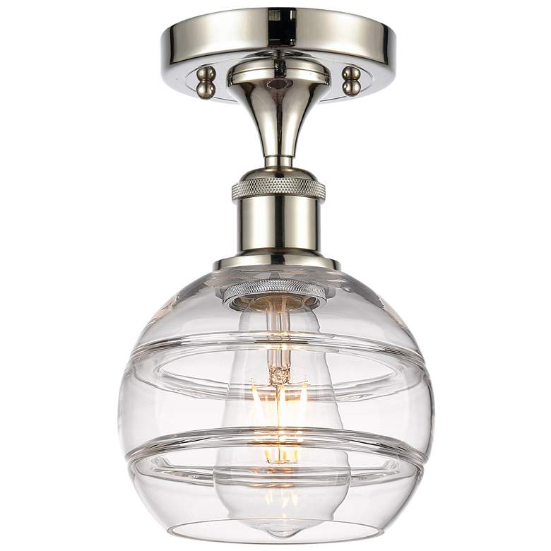 Image 1 Ballston Rochester 5.88"W Polished Nickel Semi-Flush Mount w/ Clear Sh