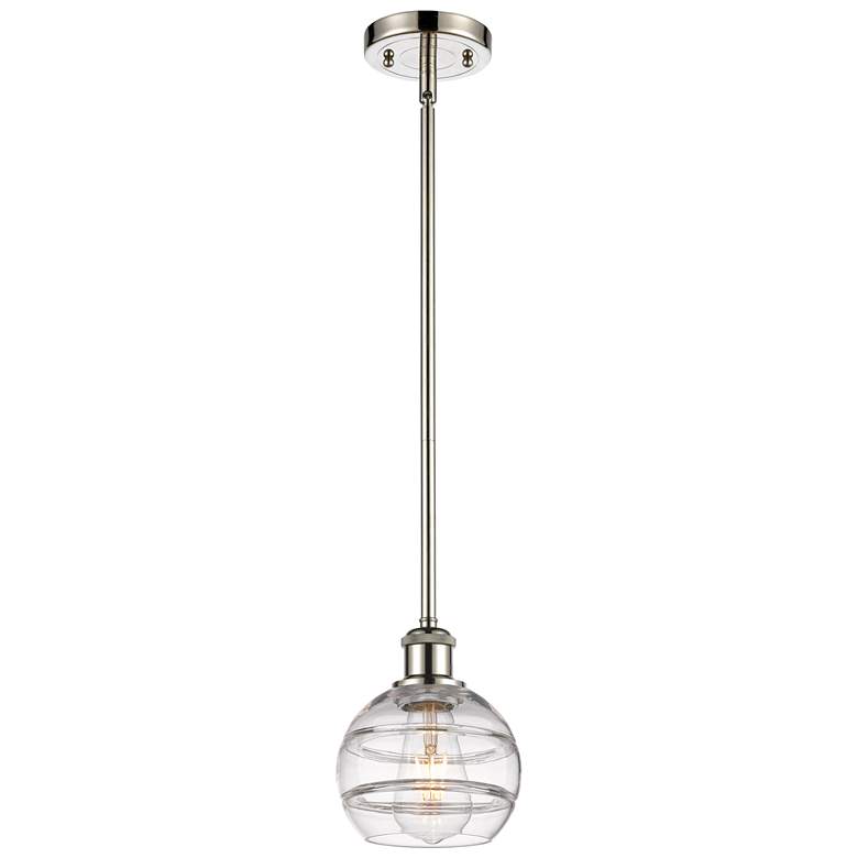 Image 1 Ballston Rochester 5.88"W Polished Nickel Stem Mini Pendant w/ Clear S