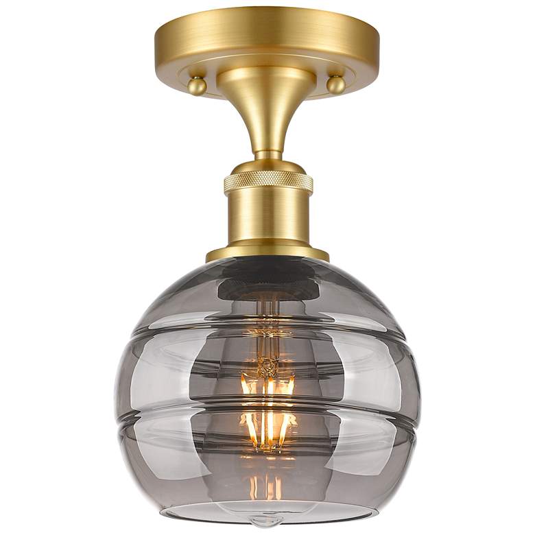 Image 1 Ballston Rochester 5.88"W Satin Gold Semi-Flush Mount w/ Light Smoke S