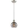 Ballston Rochester 5.88"W Satin Nickel Corded Mini Pendant w/ Smoke Sh