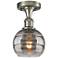 Ballston Rochester 5.88"W Satin Nickel Semi-Flush w/ Light Smoke Shade