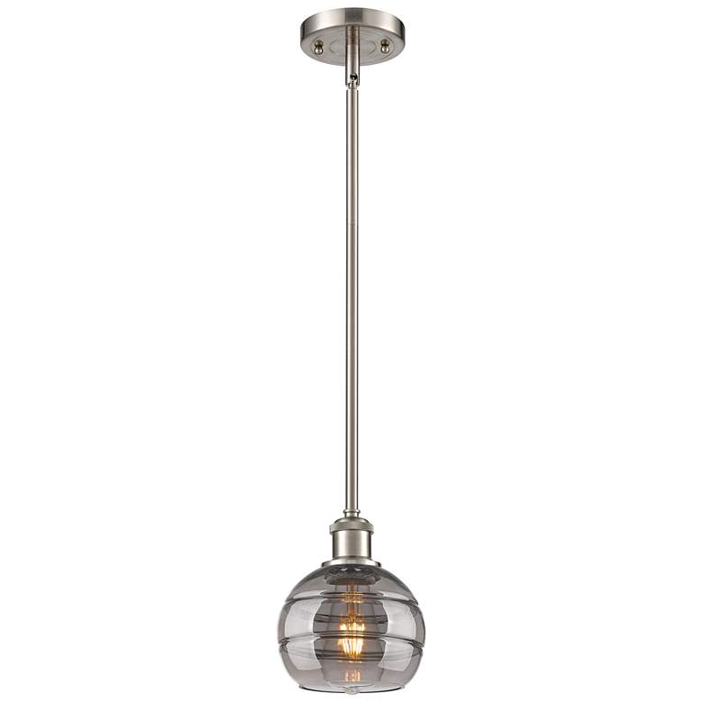 Image 1 Ballston Rochester 5.88"W Satin Nickel Stemmed Mini Pendant w/ Smoke S