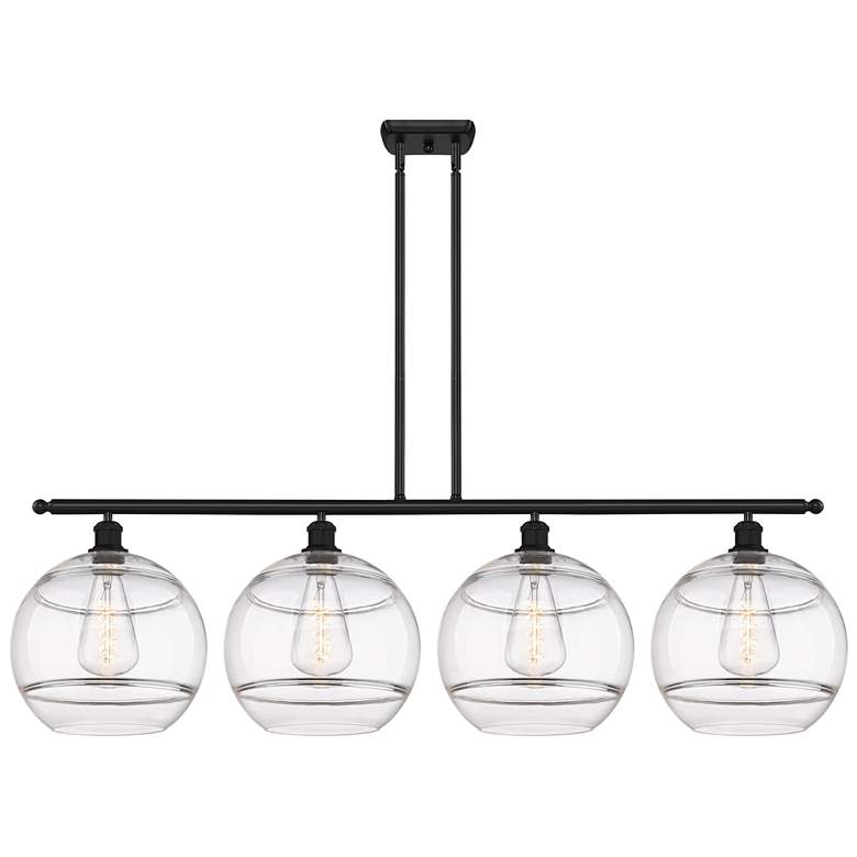 Image 1 Ballston Rochester 50.25"W 4-Light Black Stem Island Light w/ Clear Sh