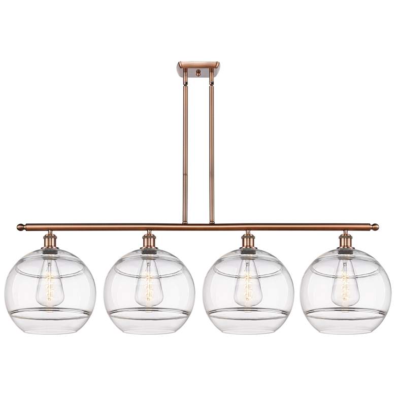 Image 1 Ballston Rochester 50.25"W 4-Light Copper Stem Island Light w/ Clear S