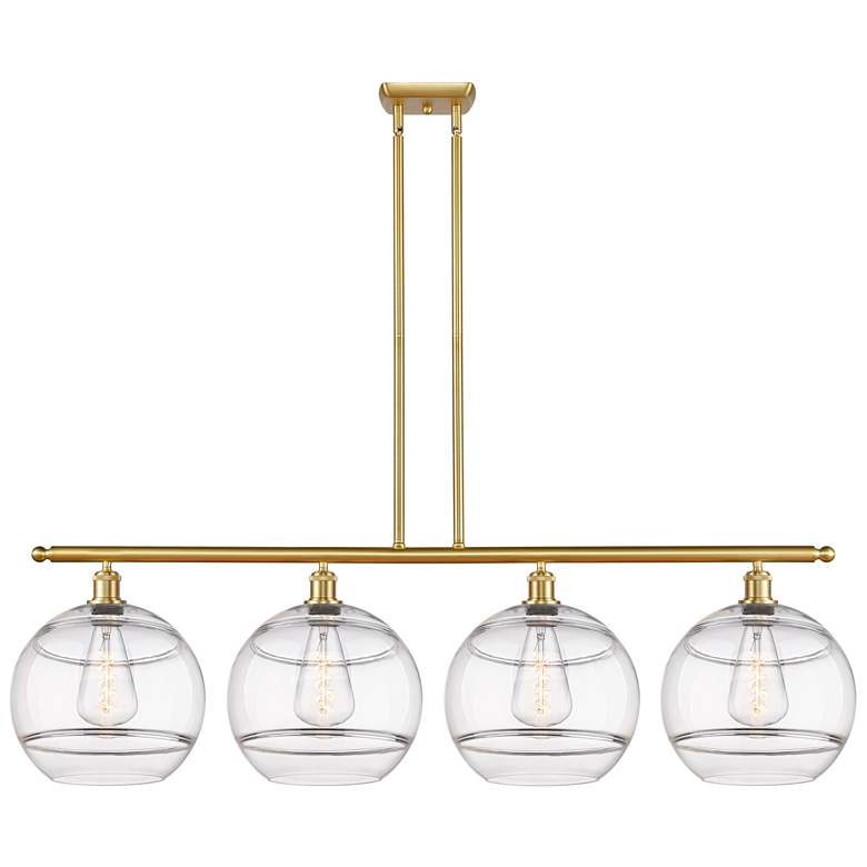 Image 1 Ballston Rochester 50.25"W 4-Light Gold Stem Island Light w/ Clear Sha