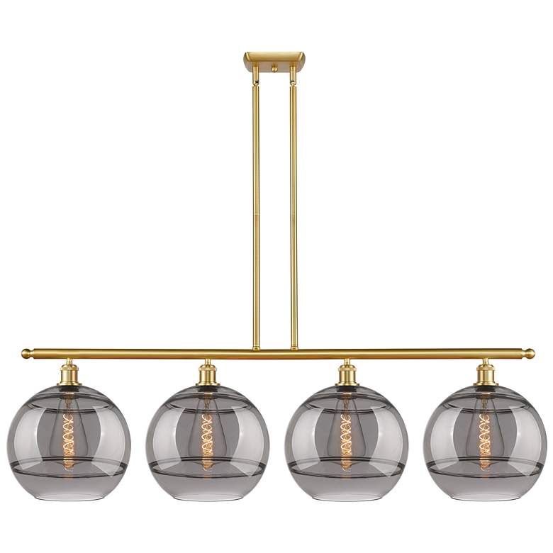 Image 1 Ballston Rochester 50.25"W 4-Light Gold Stem Island Light w/ Smoke Sha