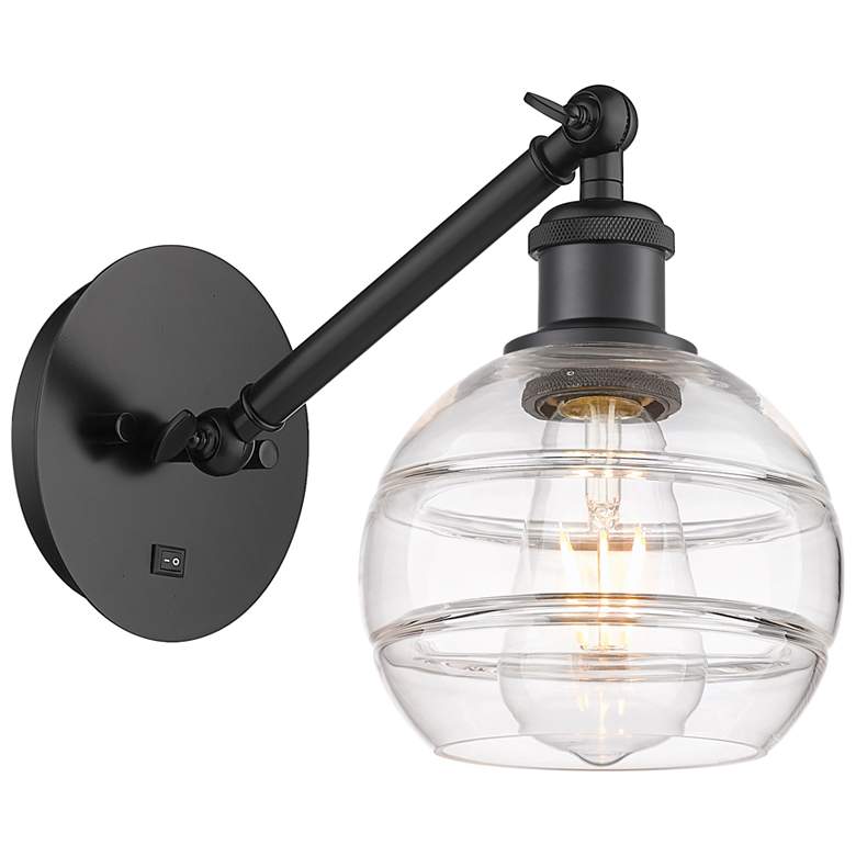 Image 1 Ballston Rochester 7.88"H Black Vertically Adjustable Sconce w/ Clear