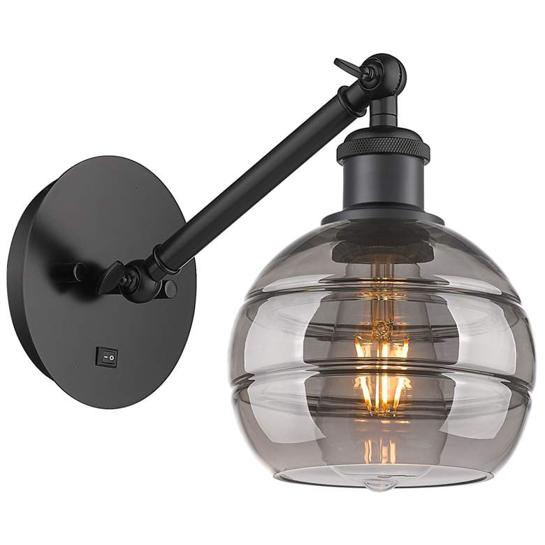 Image 1 Ballston Rochester 7.88"H Black Vertically Adjustable Sconce w/ Smoke