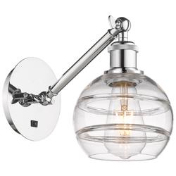 Ballston Rochester 7.88"H Chrome Adjustable Sconce w/ Clear Shade