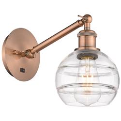 Ballston Rochester 7.88"H Copper Adjustable Sconce w/ Clear Shade