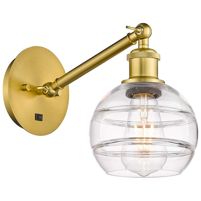 Image 1 Ballston Rochester 7.88"H Gold Vertically Adjustable Sconce w/ Clear S