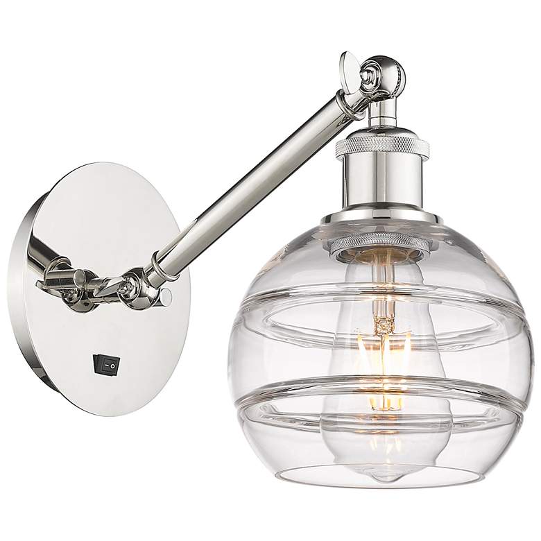 Image 1 Ballston Rochester 7.88"H Polished Nickel Adjustable Sconce w/ Clear S
