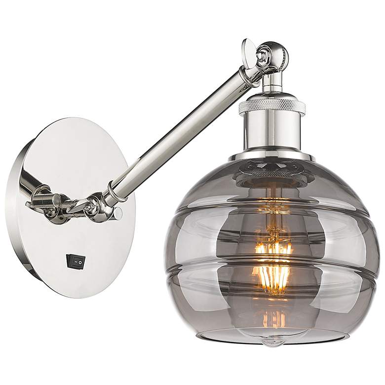 Image 1 Ballston Rochester 7.88"H Polished Nickel Adjustable Sconce w/ Smoke S