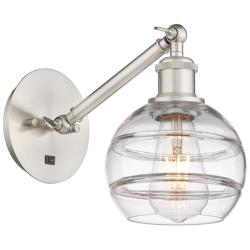Ballston Rochester 7.88"H Satin Nickel Adjustable Sconce w/ Clear Shad
