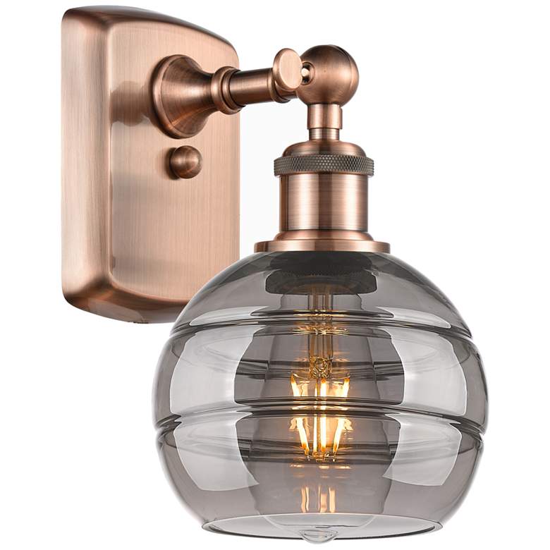 Image 1 Ballston Rochester 8.88" High Antique Copper Sconce With Light Smoke S