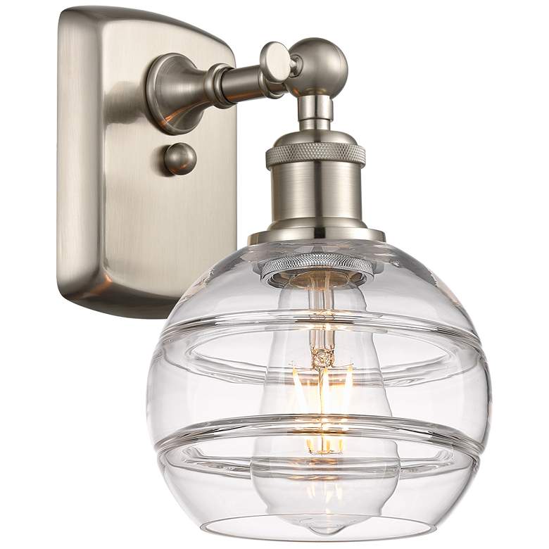 Image 1 Ballston Rochester 8.88" High Brushed Satin Nickel Sconce With Clear S