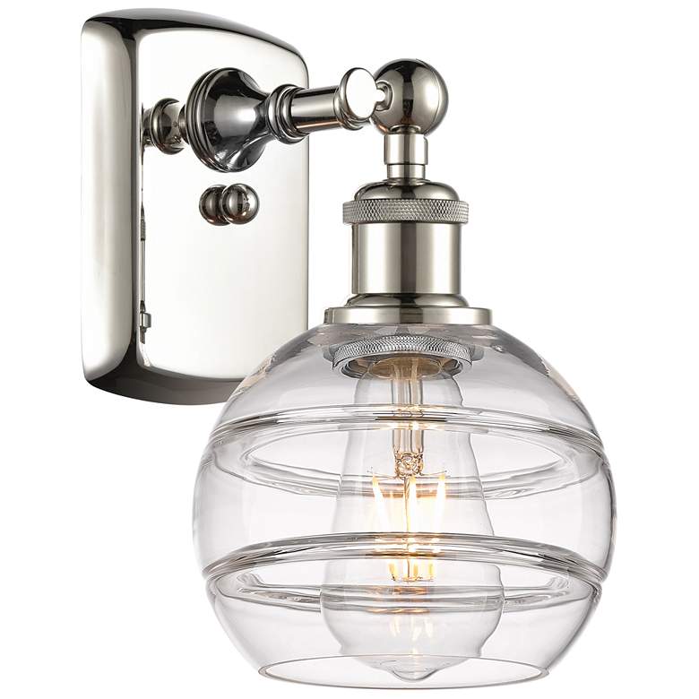 Image 1 Ballston Rochester 8.88" High Polished Nickel Sconce With Clear Shade