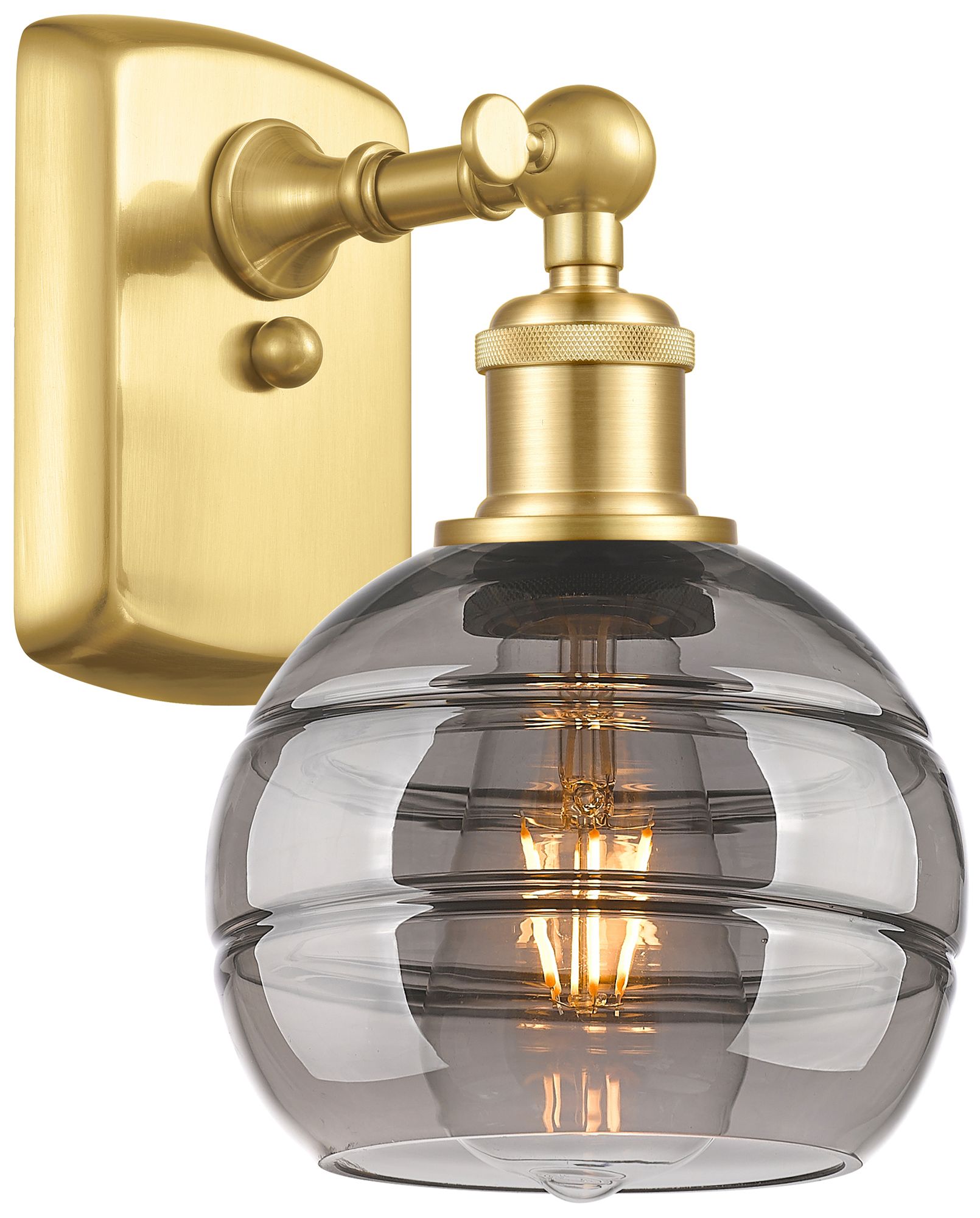 Ballston Rochester 8.88" High Satin Gold Sconce With Light Smoke Shade