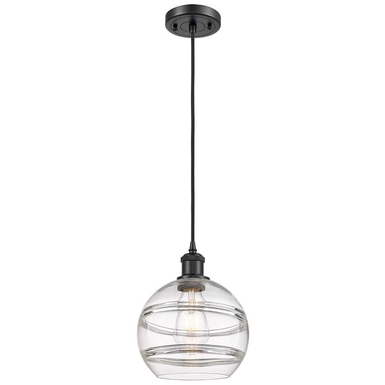 Image 1 Ballston Rochester 8" Wide Matte Black Corded Mini Pendant w/ Clear Sh