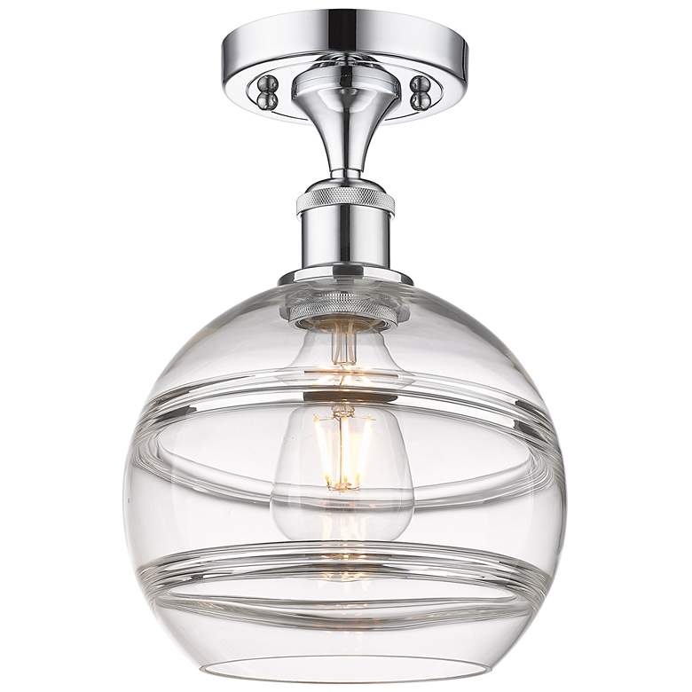 Image 1 Ballston Rochester 8" Wide Polished Chrome Semi-Flush Mount w/ Clear S