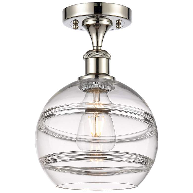 Image 1 Ballston Rochester 8" Wide Polished Nickel Semi-Flush Mount w/ Clear S