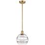 Ballston Rochester 8" Wide Satin Gold Stem Hung Mini Pendant w/ Clear