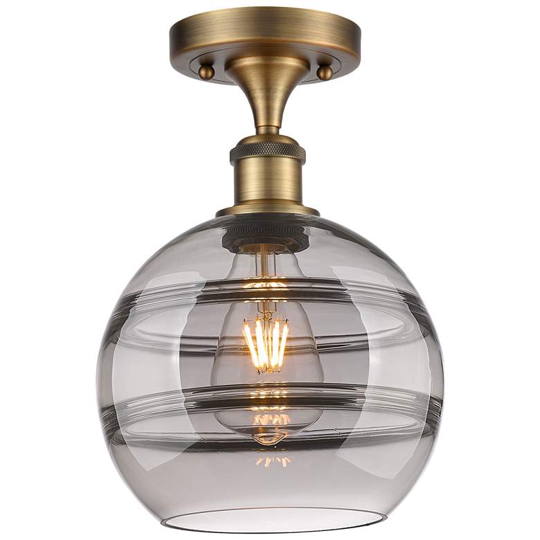 Image 1 Ballston Rochester 8"W Brushed Brass Semi-Flush Mount w/ Light Smoke S
