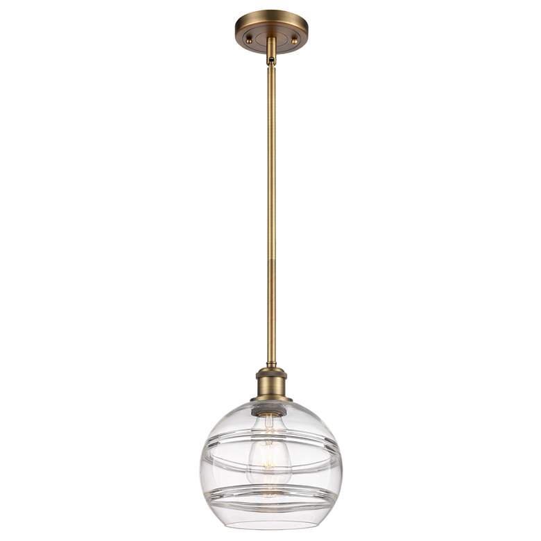 Image 1 Ballston Rochester 8"W Brushed Brass Stemmed Mini Pendant w/ Clear Sha
